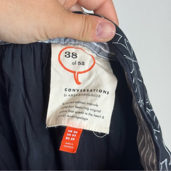Anthropologie Conversations 38 of 52 Colloquial A-Line Skirt Black Floral Circle - Picture 11 of 11